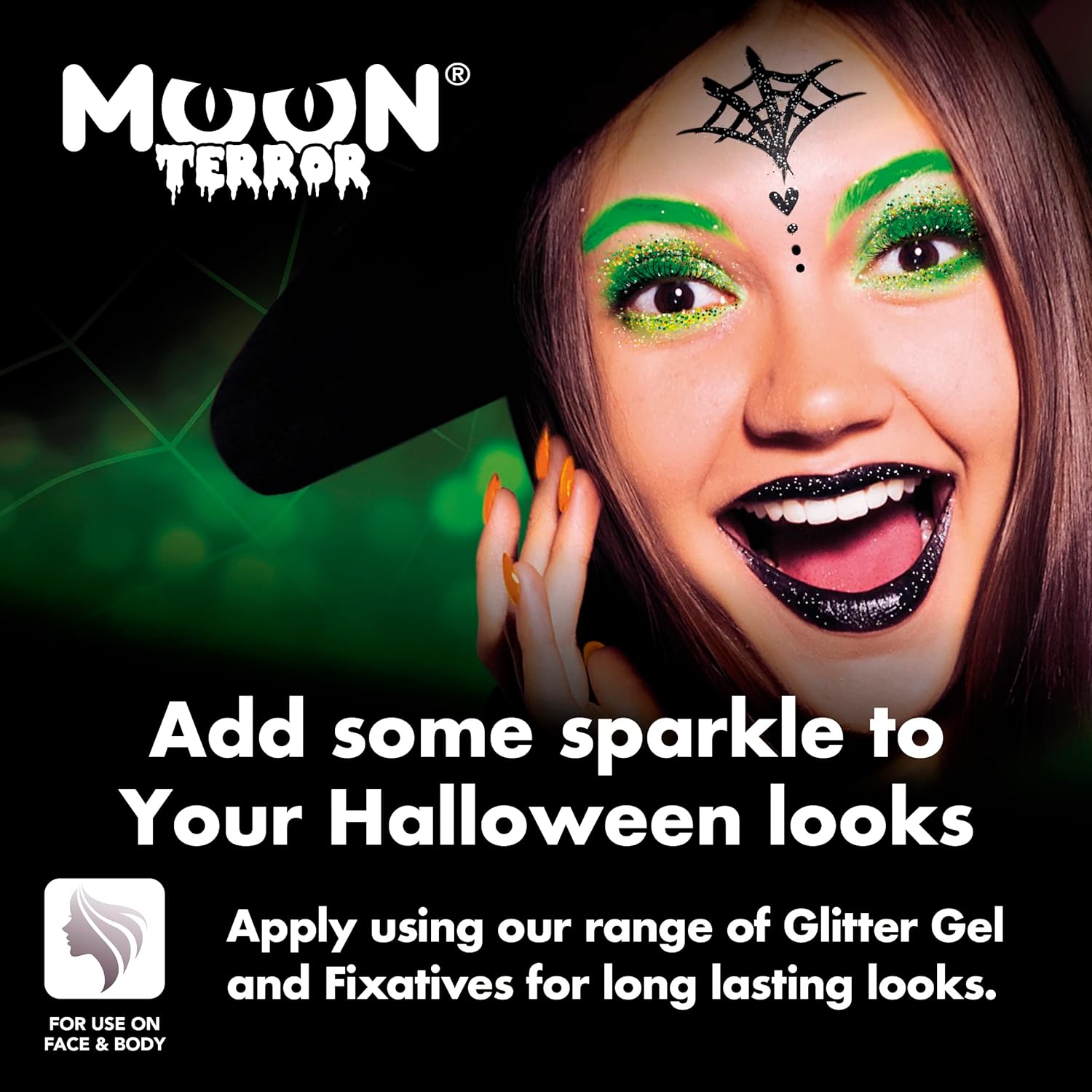 Smiffys Moon Terror Halloween Glitter Shakers, Black