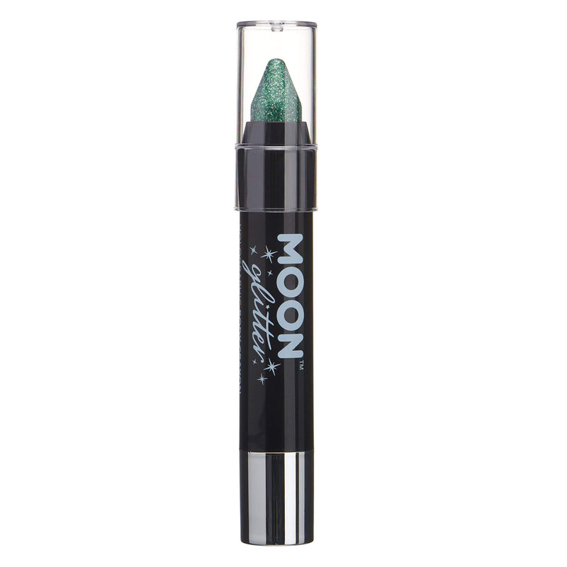 Smiffys Moon Glitter Holographic Body Crayons, Green