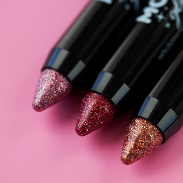 Smiffys Moon Glitter Holographic Body Crayons, Red