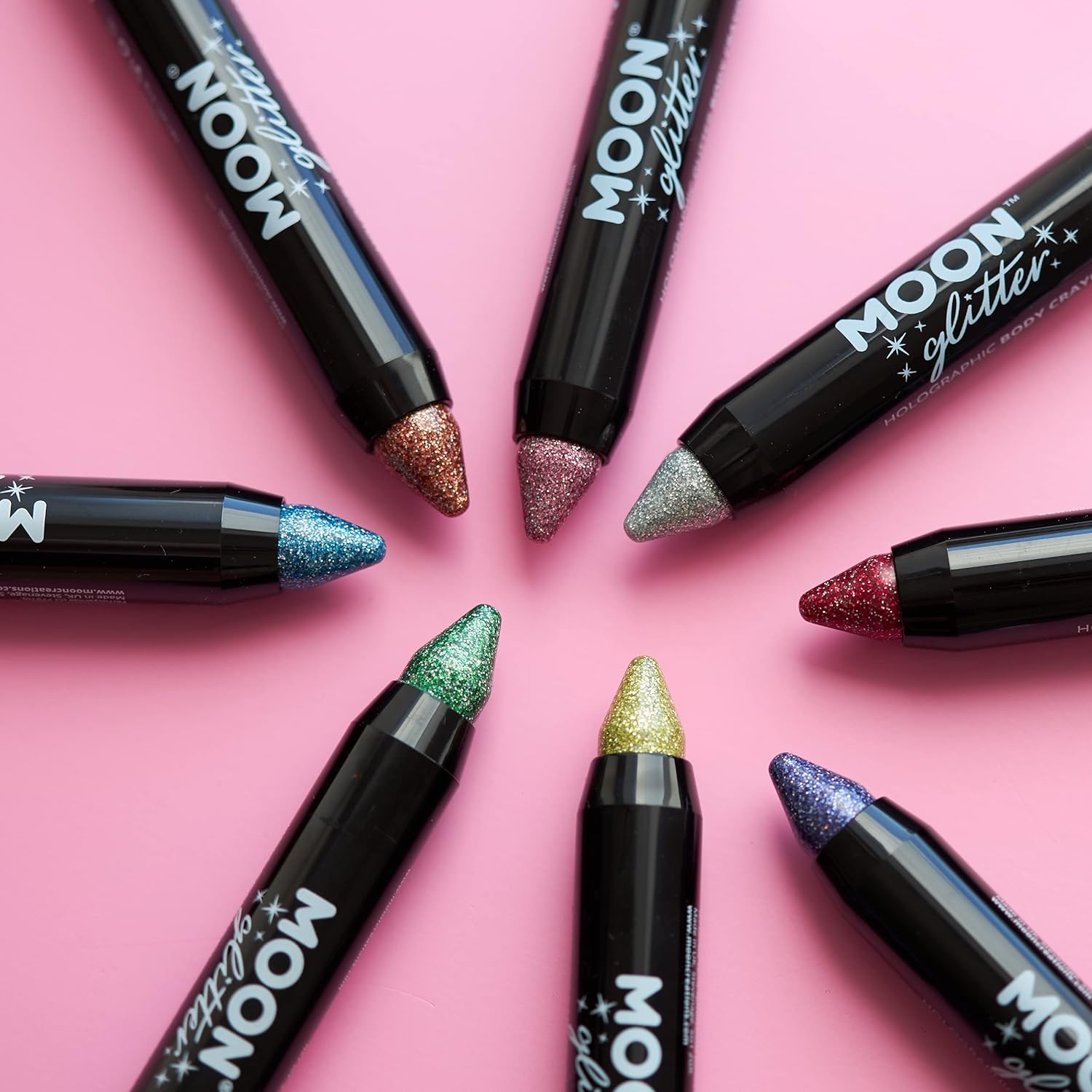 Smiffys Moon Glitter Holographic Body Crayons, Silver