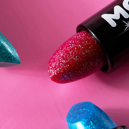 Smiffys Moon Glitter Iridescent Glitter Lipstick, Cherry