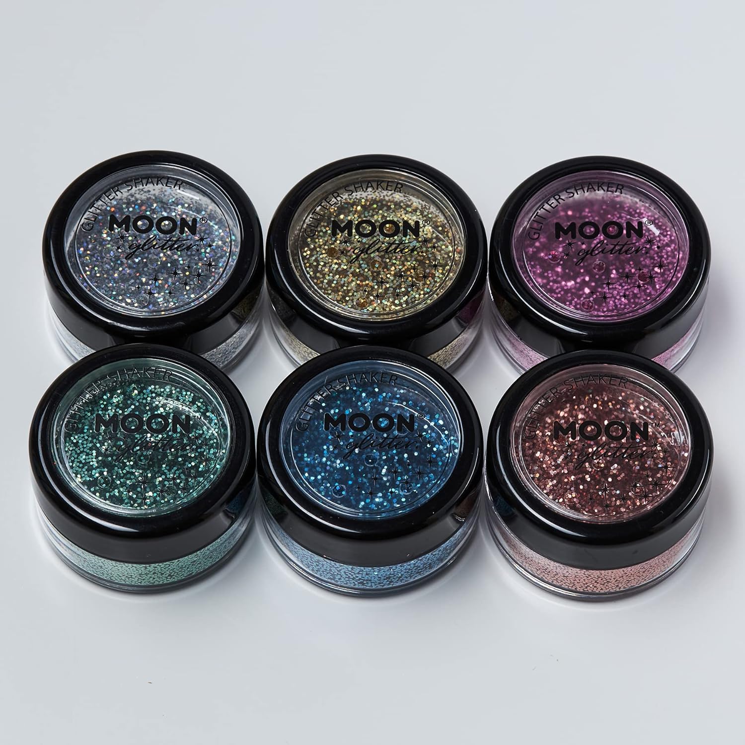 Smiffys Moon Glitter Holographic Glitter Shakers, Black