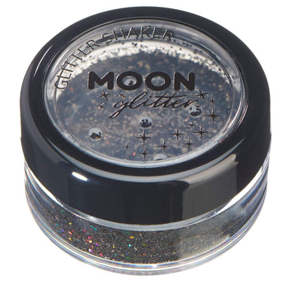 Smiffys Moon Glitter Holographic Glitter Shakers, Black