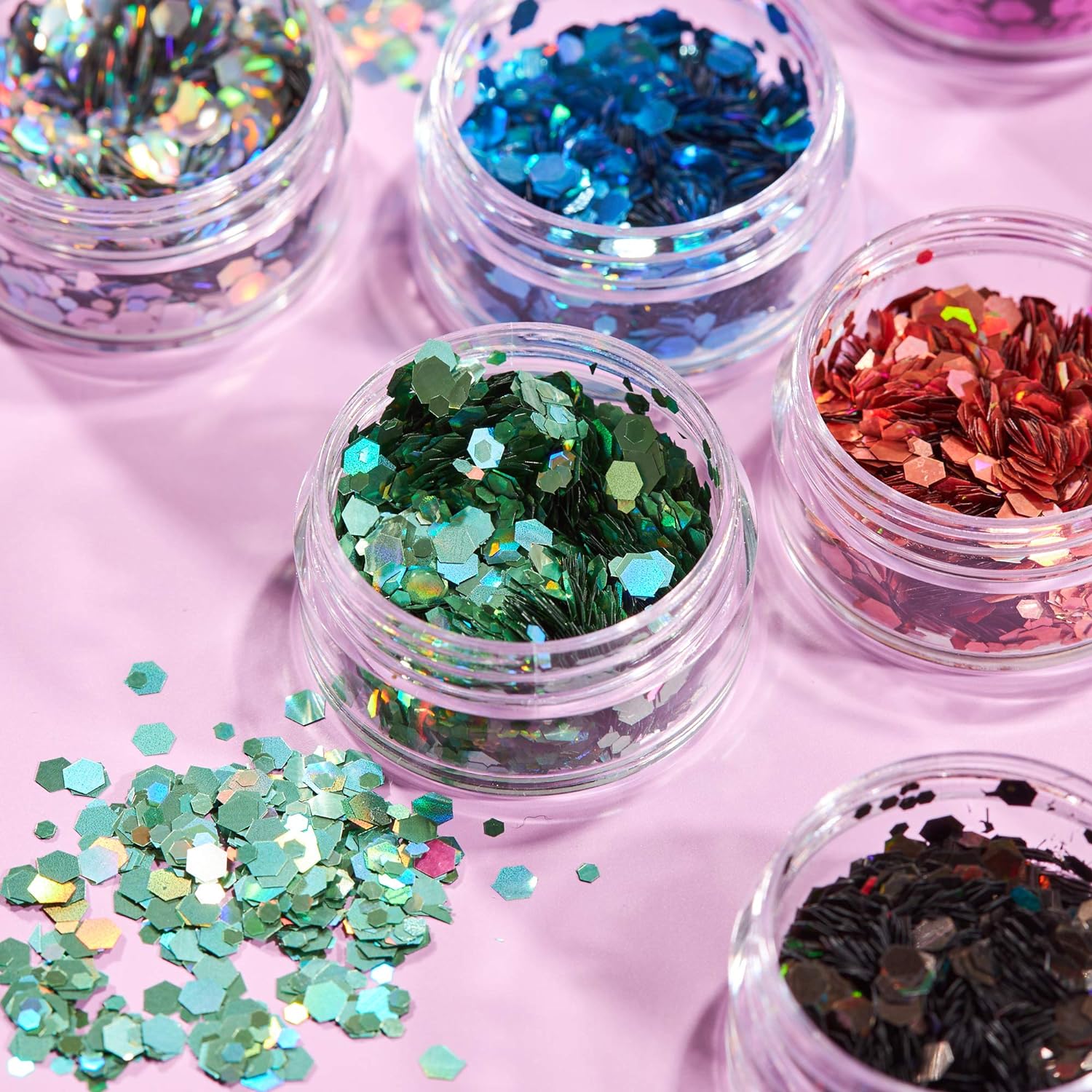 Smiffys Moon Glitter Holographic Chunky Glitter, Black