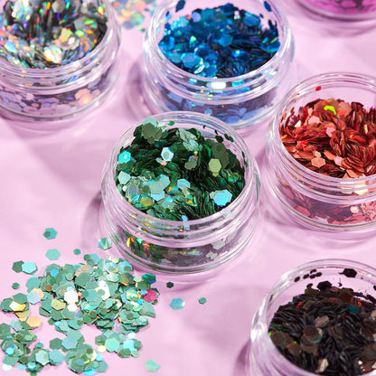 Smiffys Moon Glitter Holographic Chunky Glitter, Black