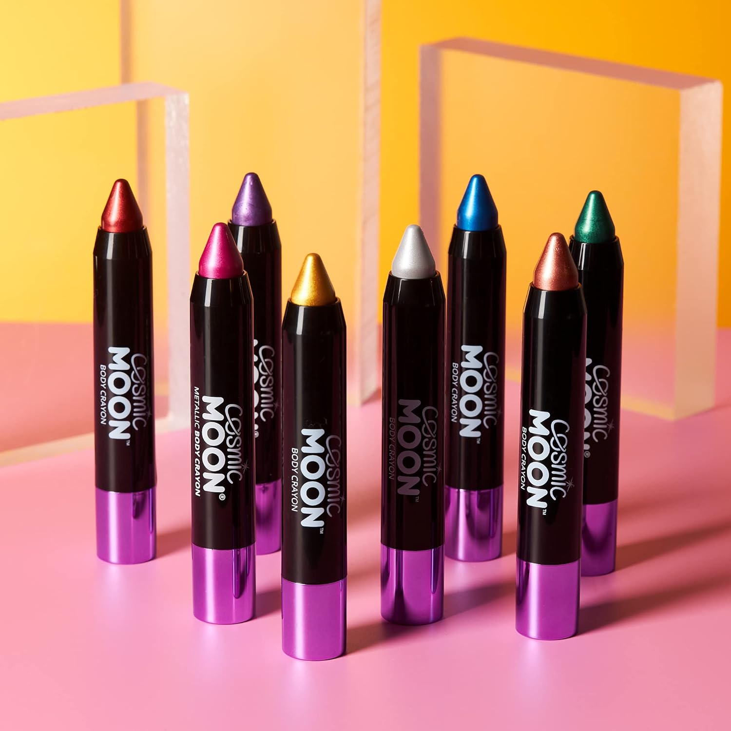 Smiffys Cosmic Moon Metallic Body Crayons, Blue