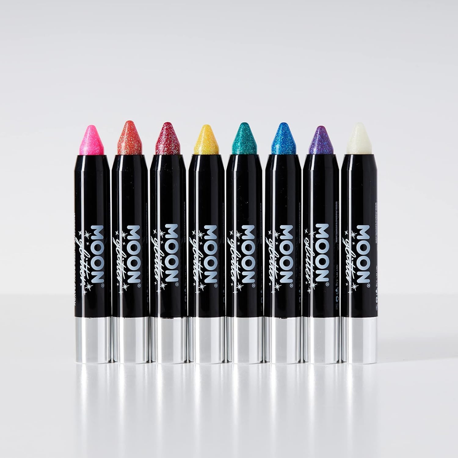 Smiffys Moon Glitter Iridescent Body Crayons, White