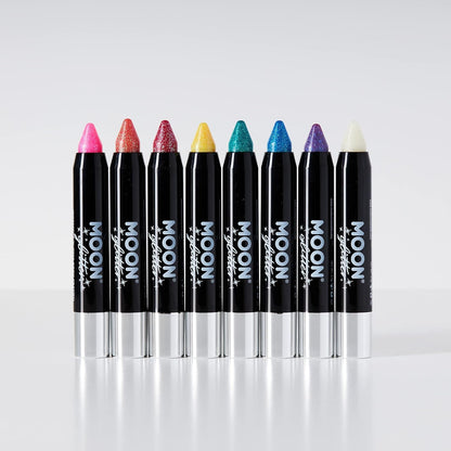 Smiffys Moon Glitter Iridescent Body Crayons, White