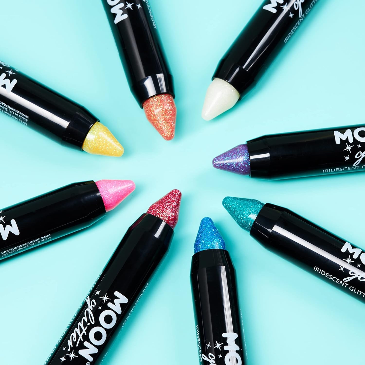 Smiffys Moon Glitter Iridescent Body Crayons, White