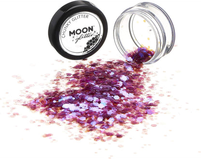 Smiffys Moon Glitter Iridescent Chunky Glitter, Purple