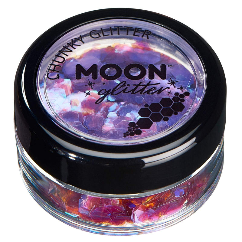 Smiffys Moon Glitter Iridescent Chunky Glitter, Purple