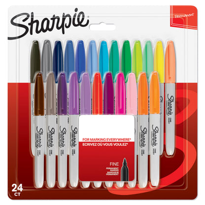 Sharpie Permanent Markers | Fine Point | Assorted Colours | 12 Count