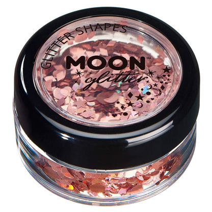 Smiffys Moon Glitter Holographic Glitter Shapes, Rose Gold