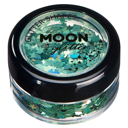 Smiffys Moon Glitter Holographic Glitter Shapes, Green