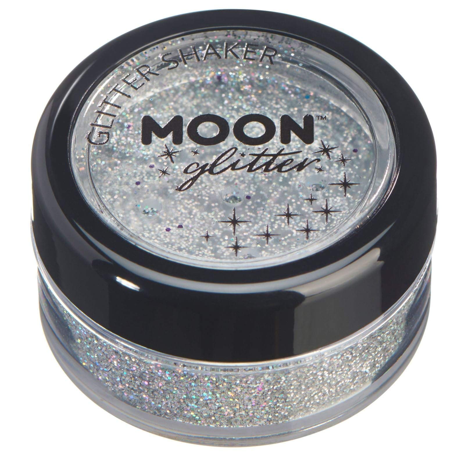 Smiffys Moon Glitter Holographic Glitter Shakers, Silver