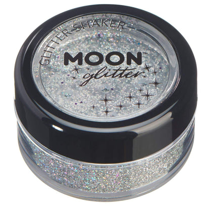 Smiffys Moon Glitter Holographic Glitter Shakers, Silver
