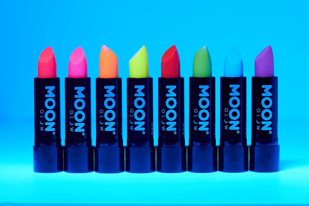 Smiffys Moon Glow - Neon UV Glitter Lipstick, Blue