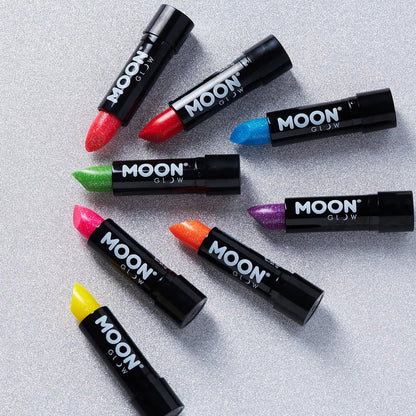 Smiffys Moon Glow - Neon UV Glitter Lipstick, Green