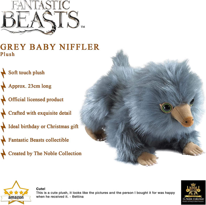 The Noble Collection Grey Baby Niffler Plush Officially Licensed 9in (23cm) Fantastic Beasts Toy Dolls Magical Creatures Plush - For Kids & Adults