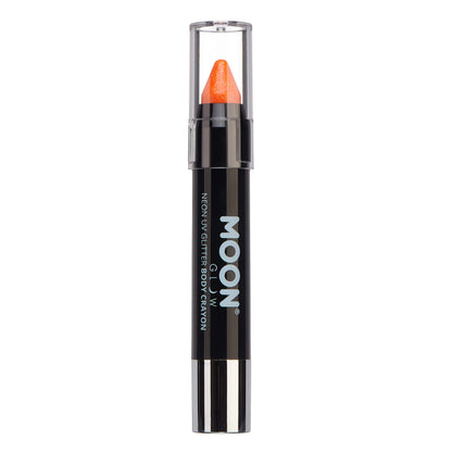 Smiffys Moon Glow - Neon UV Glitter Body Crayons, Orange