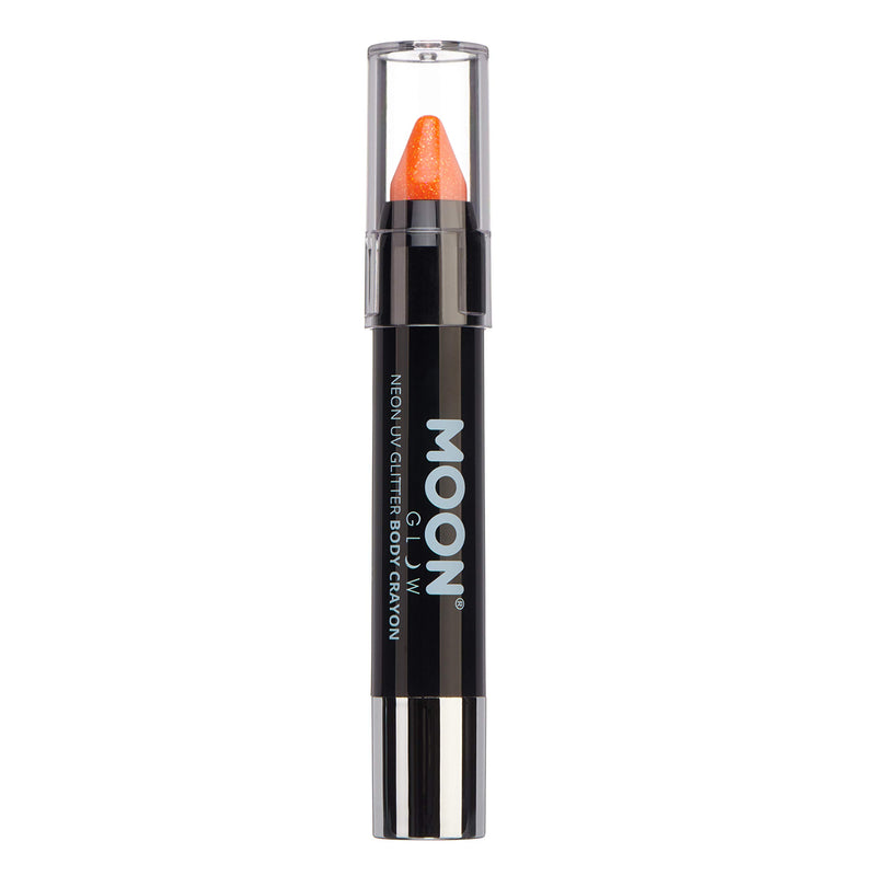 Smiffys Moon Glow - Neon UV Glitter Body Crayons, Orange