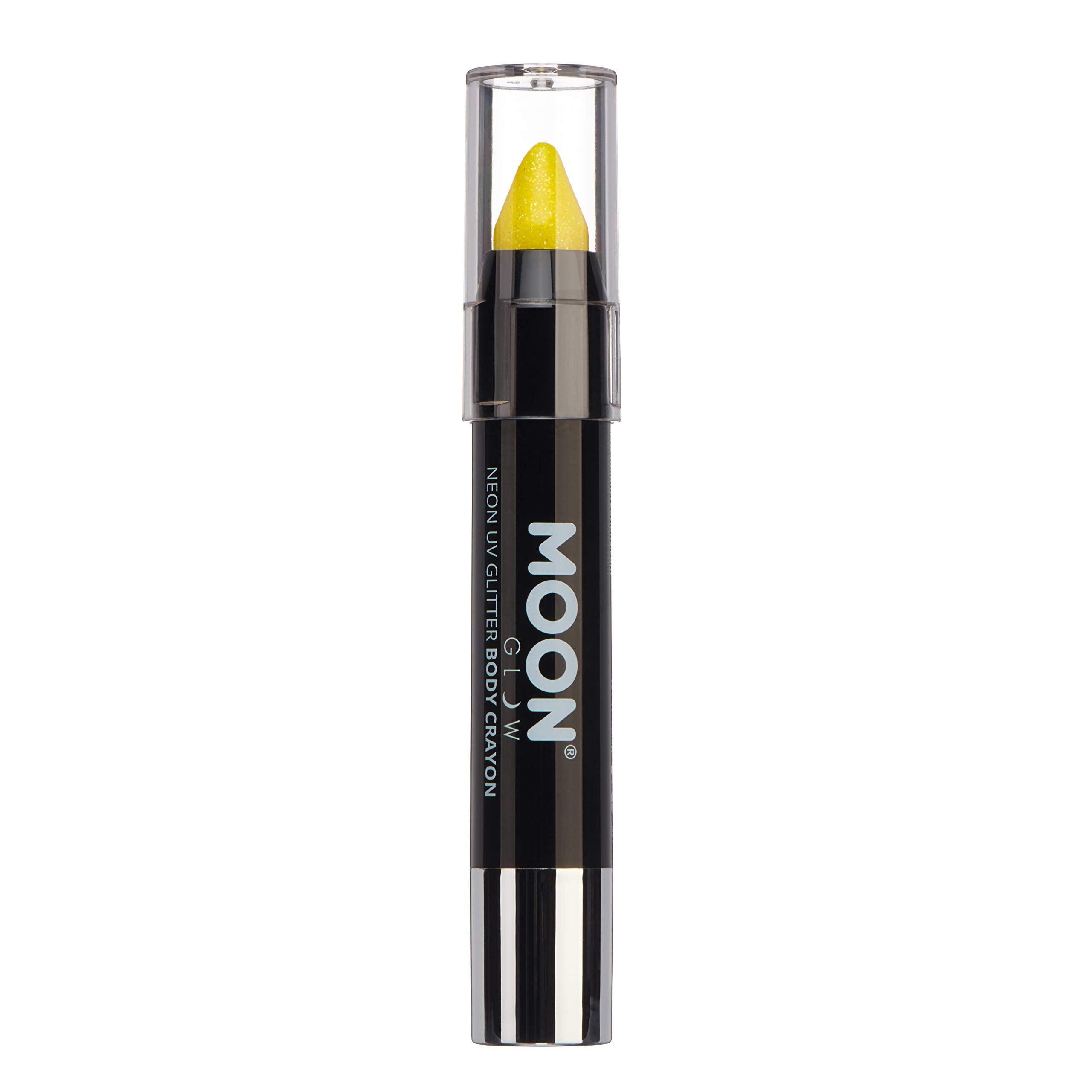 Smiffys Moon Glow - Neon UV Glitter Body Crayons, Yellow