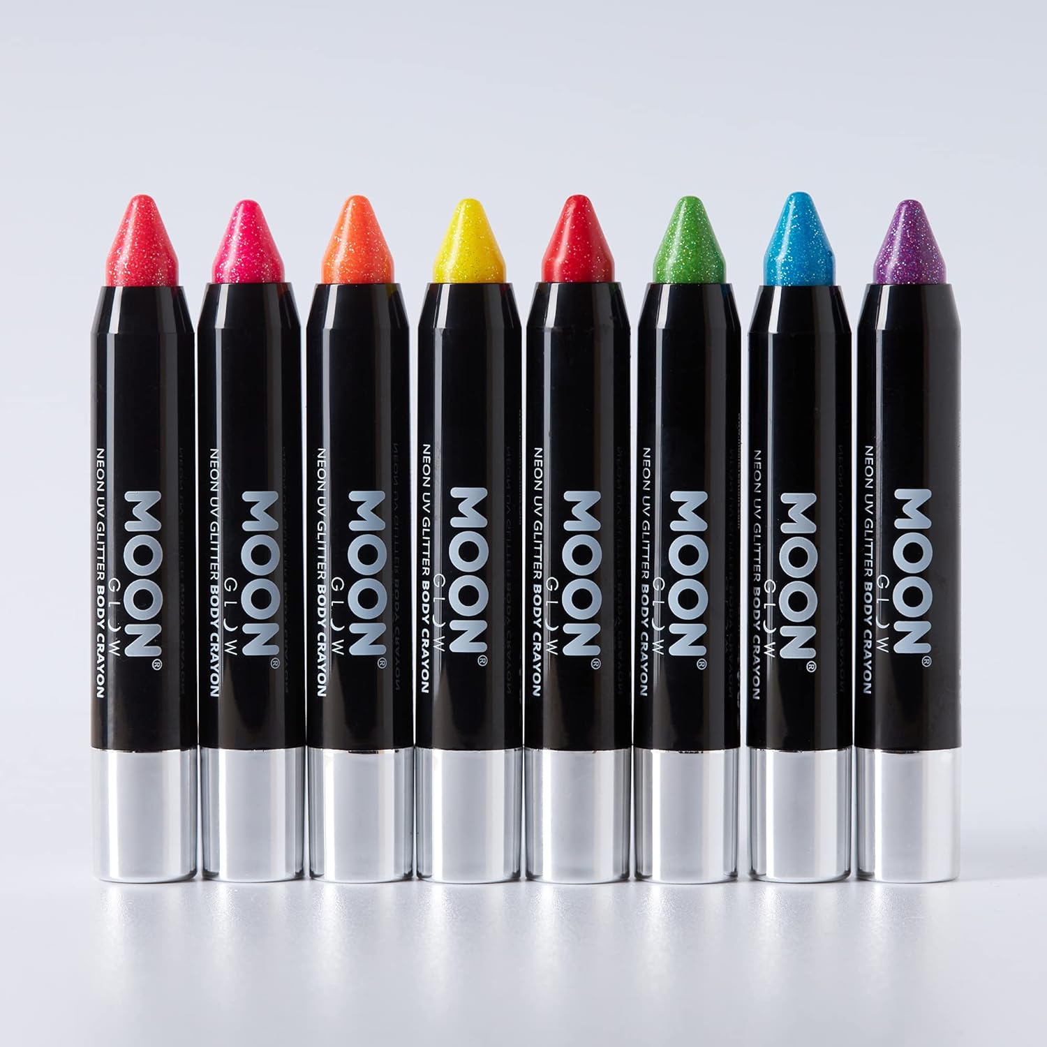 Smiffys Moon Glow - Neon UV Glitter Body Crayons, Yellow