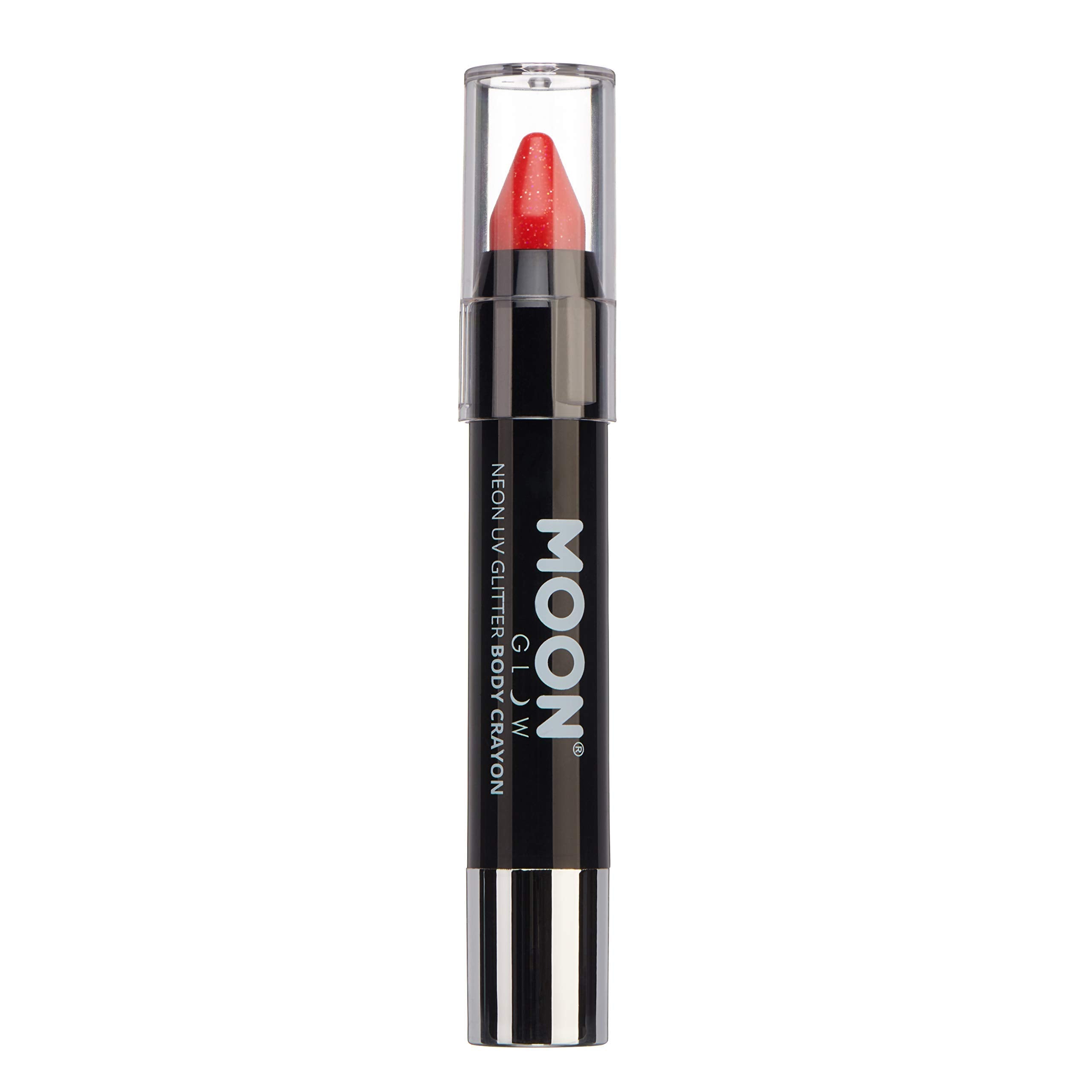 Smiffys Moon Glow - Neon UV Glitter Body Crayons, Red