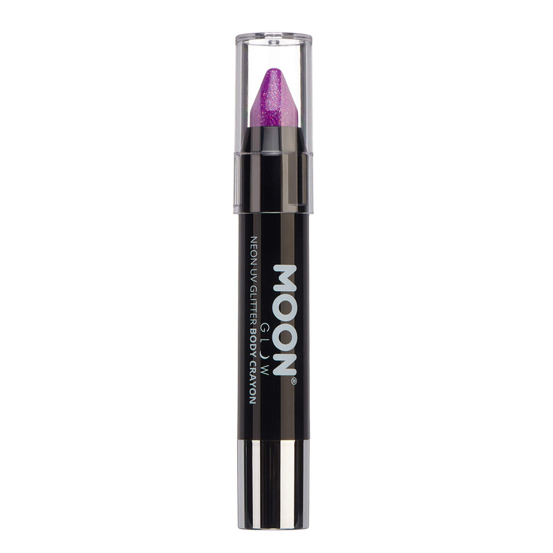 Smiffys Moon Glow - Neon UV Glitter Body Crayons, Purple
