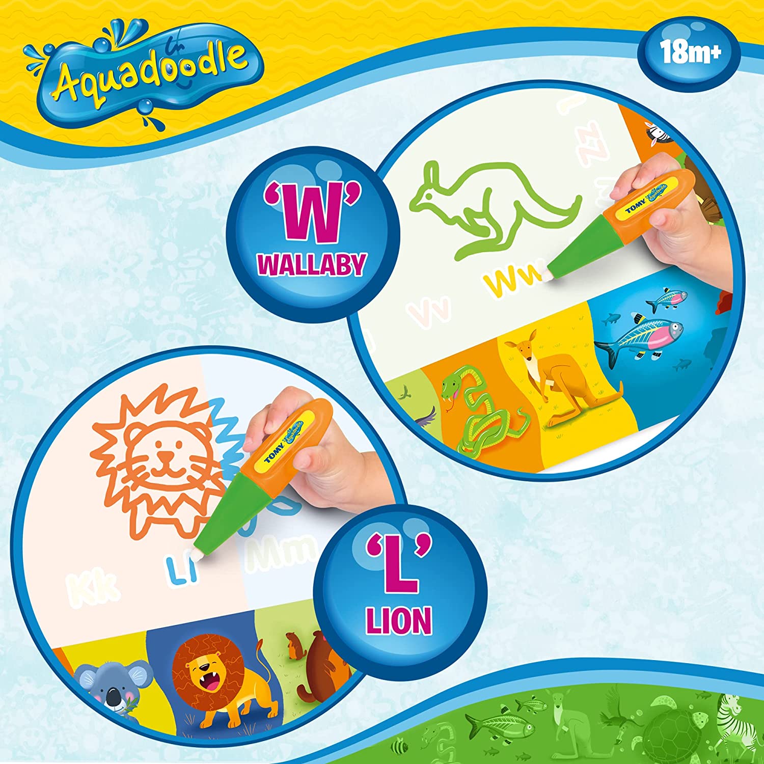 Aquadoodle Classic Large Water Doodle Mat, Official TOMY No Mess Colouring and Drawing Game, Suitable for Toddlers and Children From 18 Months+