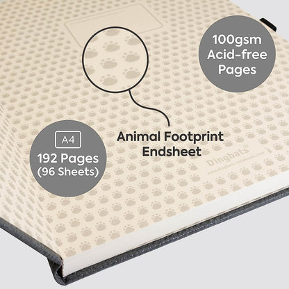 Dingbats - Wildlife Dotted Extra Large Notebook, Grey Elephant, A4 - Hardcover Notebook - PU Leather - Perforated, Cream 100gsm Ink-Proof Paper - Includes Elastic Closure, Pen Holder & Bookmark