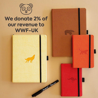 Dingbats - Wildlife Dotted Extra Large Notebook, Grey Elephant, A4 - Hardcover Notebook - PU Leather - Perforated, Cream 100gsm Ink-Proof Paper - Includes Elastic Closure, Pen Holder & Bookmark