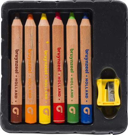 Bruynzeel Kleurpotloden 6 stuks soft met slijper (60119006