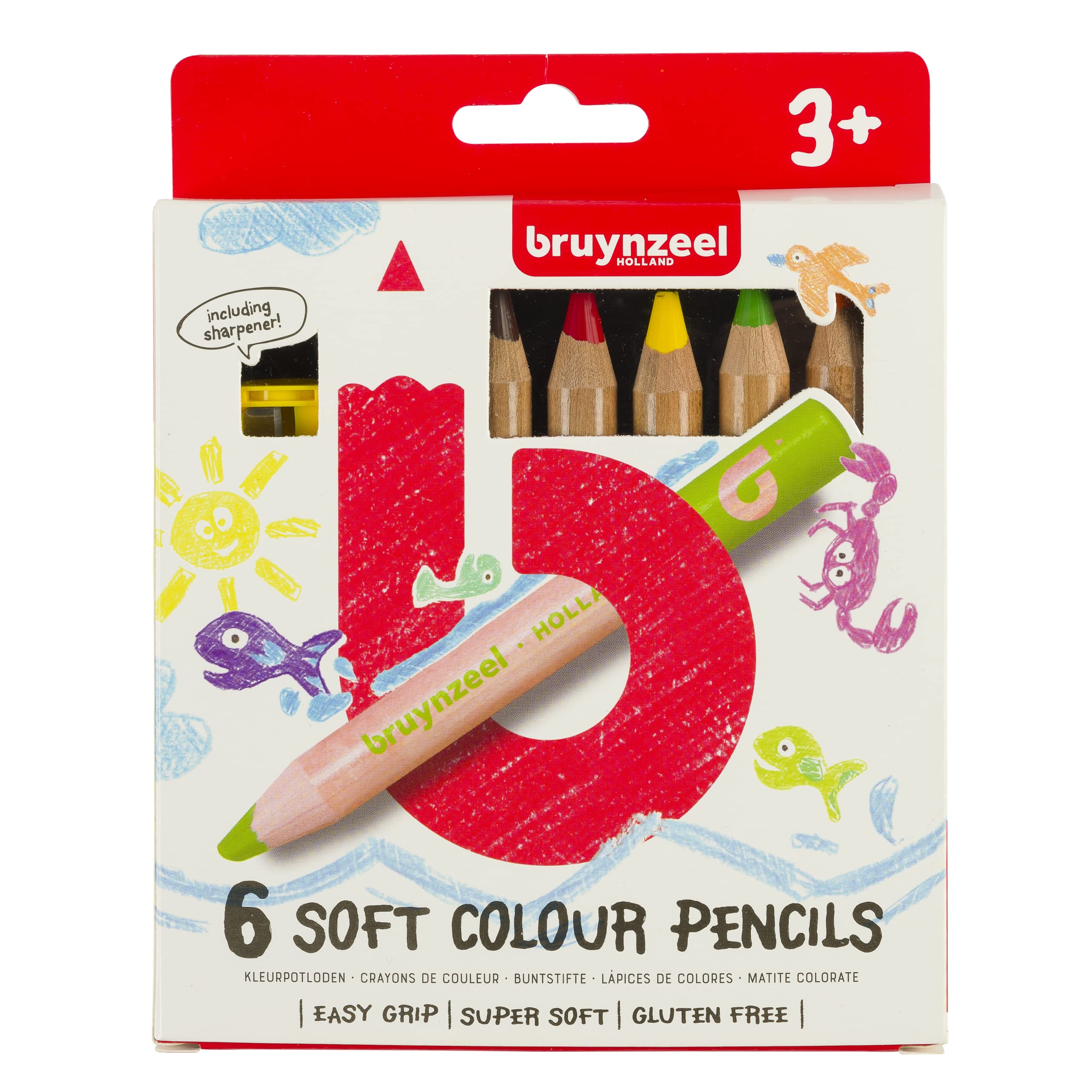 Bruynzeel Kleurpotloden 6 stuks soft met slijper (60119006
