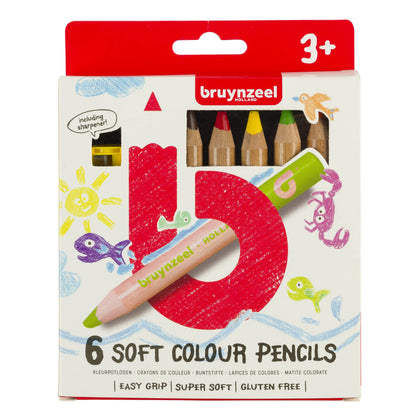 Bruynzeel Kleurpotloden 6 stuks soft met slijper (60119006