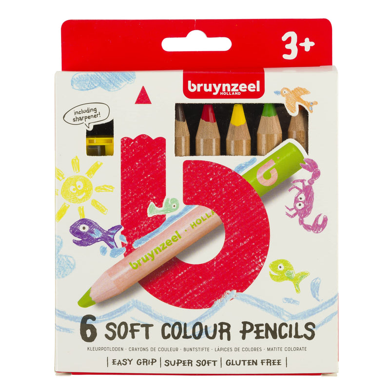 Bruynzeel Kleurpotloden 6 stuks soft met slijper (60119006