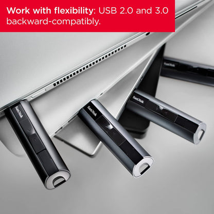 SanDisk Extreme PRO USB 3.2 Solid State Flash-Laufwerk 256 GB (Lesen mit 420 MB/s, Schreiben mit 380 MB/s, Passwortschutz, robustes Gehäuse, RescuePRO Deluxe Software), Schwarz