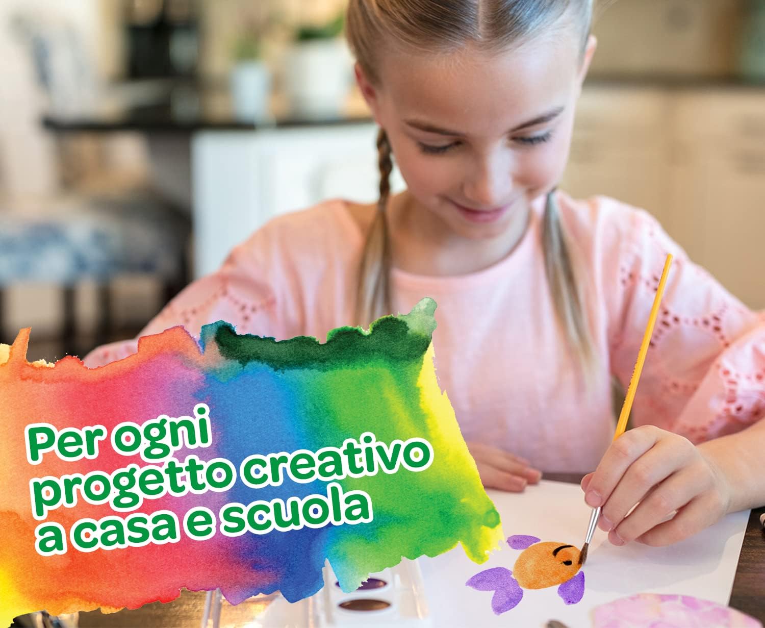 CRAYOLA Washable Watercolour Paint Palette | Includes 12 Watercolour Paints and 1 Paintbrush | Craft Kit for Kids | For Ages 3+