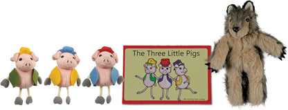 The Puppet Company - Traditional Story Sets - Three Little Pigs & Wolf Finger Puppet Set,14cm x 20cm
