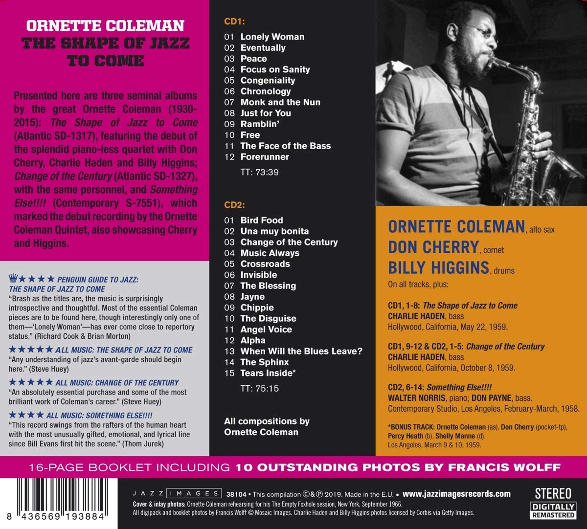 The Shape Of Jazz To Come + Change Of The Century + Something Else!!! (Art By Iconic Photographer Francis Wolff)