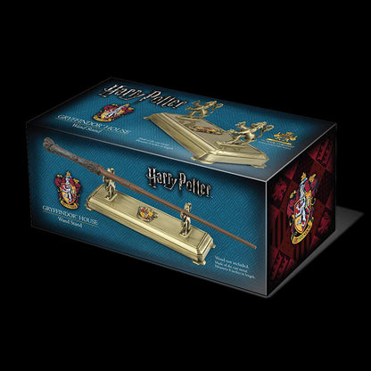 The Noble Collection Harry Potter Gryffindor Wand Stand - 8in (20cm) Gold-Coloured Individual Wand Stand - Harry Potter Film Set Movie Props Wands - Gifts for Family, Friends & Harry Potter Fans
