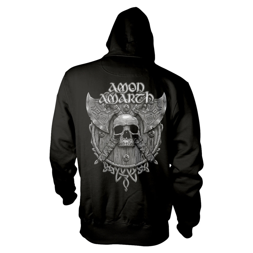 AMON AMARTH - GREY SKULL BLACK Hooded Sweatshirt Medium
