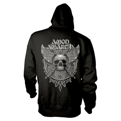 AMON AMARTH - GREY SKULL BLACK Hooded Sweatshirt Medium