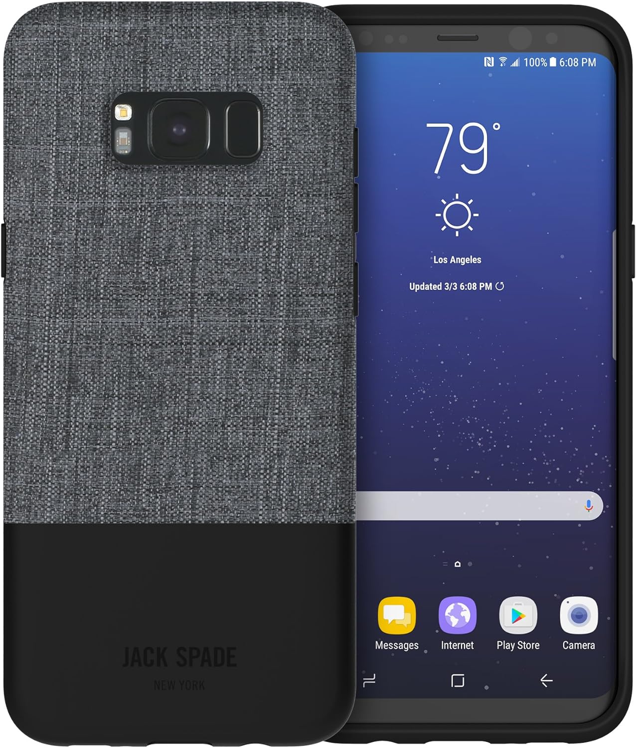 Jack Spade Color-Block Case for Samsung Galaxy S8 Plus - Tech Oxford Grey/Black Galaxy S8 Plus Grey/Black