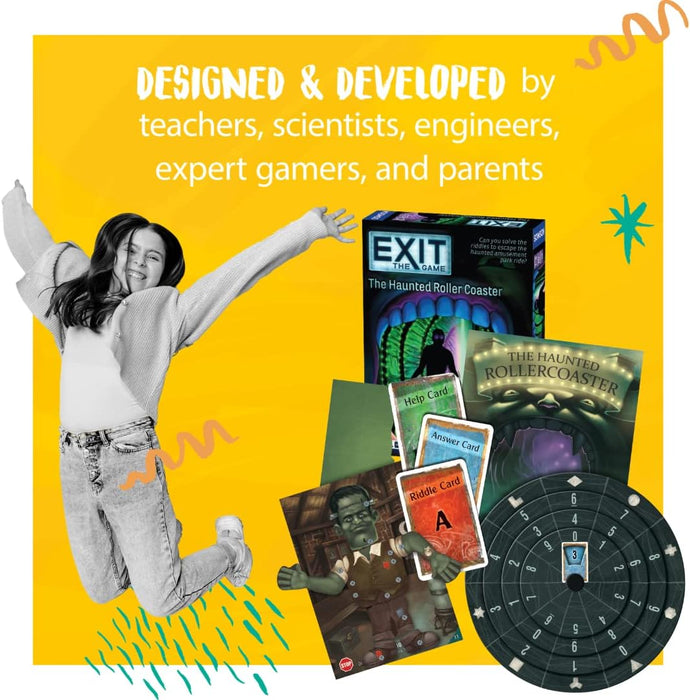 Thames & Kosmos - EXIT: The Haunted Roller Coaster - Level: 2/5 - Unique Escape Room Game - 1-4 Players - Puzzle Solving Strategy Board Games for Adults & Kids, Ages 10+ - 697907