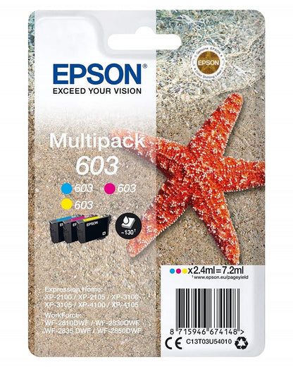 Epson 603 Starfish Genuine Multipack, 3-Colours Ink Cartridges