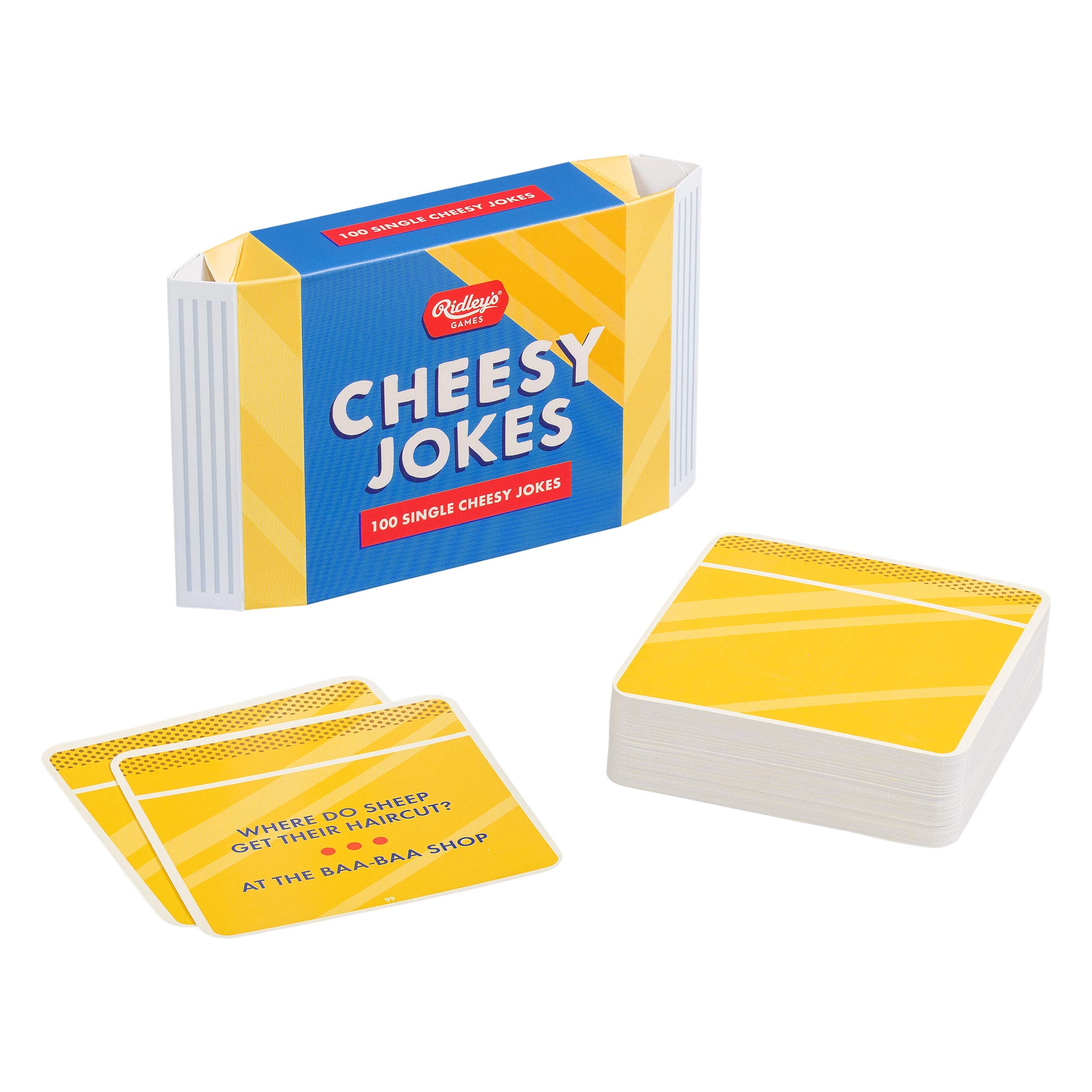 Ridley’s 100 Single Cheesy Joke Cards – Includes 100 Jokes for Kids and Adults, Funny Jokes for Family-Friendly Fun – Makes a Great Gift Idea