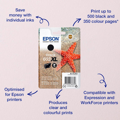 Epson 603XL Black Starfish High Yield Genuine, Ink Cartridge