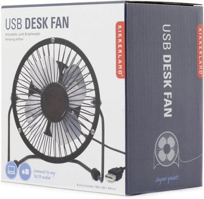 Kikkerland US143-BK USB Desk Fan -Black