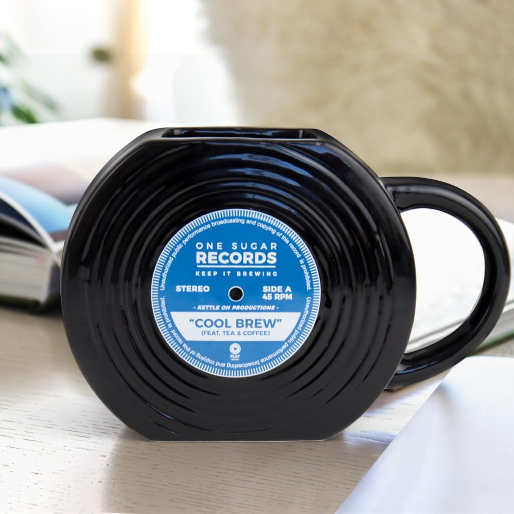 Gift Republic Vinyl Record Shaped Mug Multi , GR452014,450 milliliters
